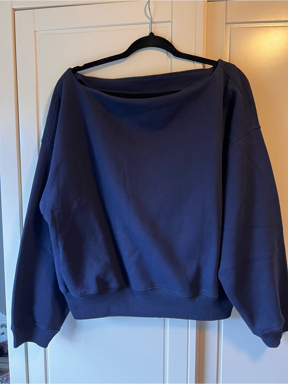 GAP Navy Off-Shoulder Pullover Sweatshirt